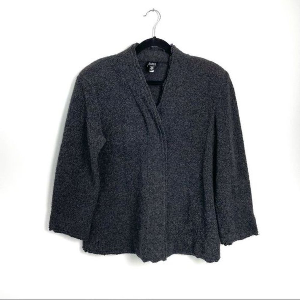 Eileen Fisher wool blend snap front sweater